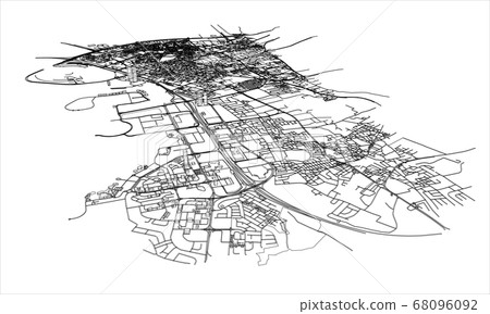 Outline city concept. Wire-frame style 68096092