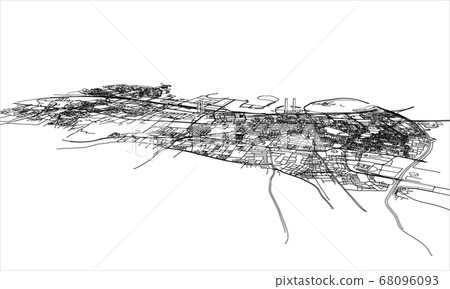 Outline city concept. Wire-frame style Outline city concept. Wire-frame style 68096093