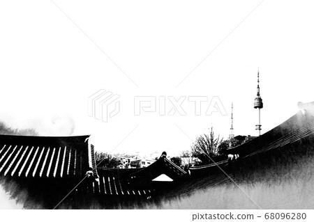 Korean traditional calligraphy background, Chuseok, watercolor background 68096280