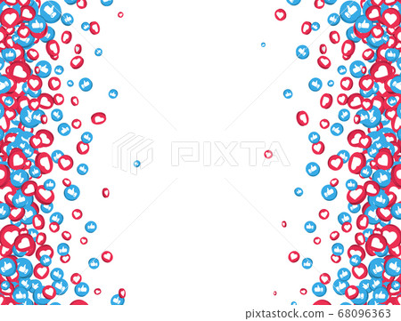 Like and thumbs up icons falling on white 68096363