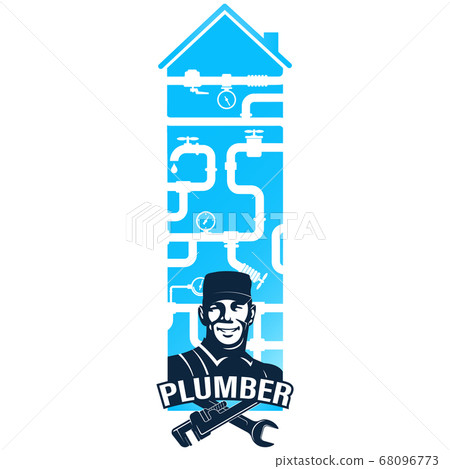 Plumber in uniform symbol for repair and service Plumber in uniform symbol for repair and service 68096773