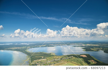 Naroch lake aerial drone view 68097213
