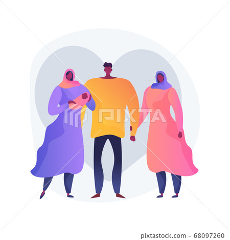 Polygamy abstract concept vector illustration. Polygamy abstract concept vector illustration. 68097260