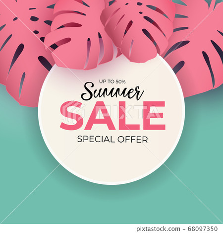 Tropical Natural Palm Summer Sale Background. 68097350