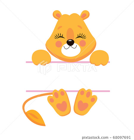 Cartoon Cute Little Animal Lion Vector Illustration 68097691
