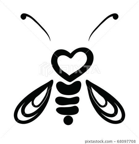 Vector Illustration Hand-drawn Silhouette Of A Bee. Vector Illustration Hand-drawn Silhouette Of A Bee. 68097708