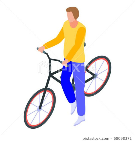 Student take bicycle icon, isometric style Student take bicycle icon, isometric style 68098371
