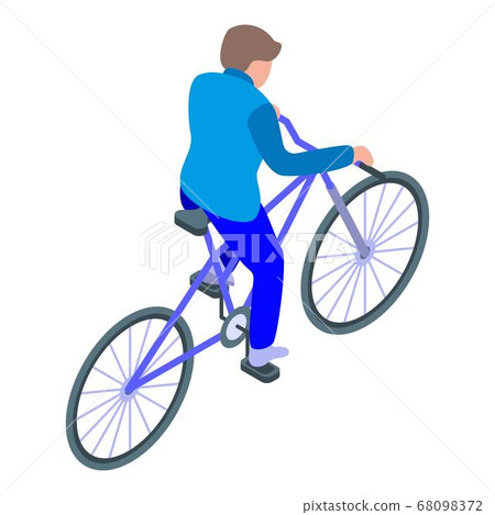 Boy ride bike icon, isometric style Boy ride bike icon, isometric style 68098372