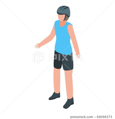 Boy ready to ride bicycle icon, isometric style 68098373