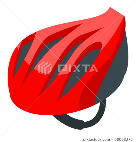 Red bike helmet icon, isometric style 68098375