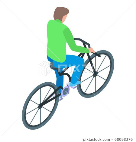 Man ride bike icon, isometric style Man ride bike icon, isometric style 68098376