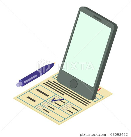 Electronic contract icon, isometric style 68098422