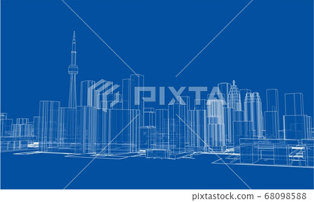 Outline city concept. Wire-frame style 68098588