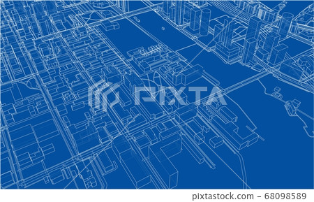 Outline city concept. Wire-frame style Outline city concept. Wire-frame style 68098589