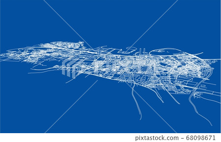Outline city concept. Wire-frame style Outline city concept. Wire-frame style 68098671