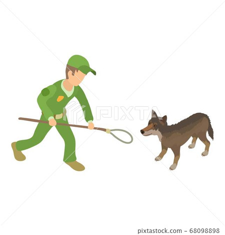 Catching dog icon, isometric style Catching dog icon, isometric style 68098898