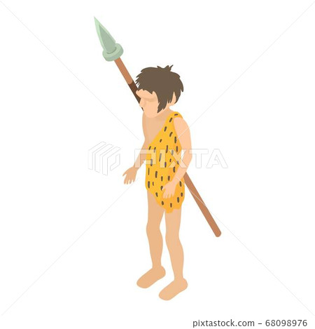 Prehistoric hunter icon, isometric style 68098976