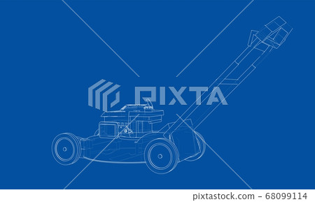 Outline lawn mower. Wire-frame style Outline lawn mower. Wire-frame style 68099114