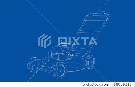 Outline lawn mower. Wire-frame style Outline lawn mower. Wire-frame style 68099115