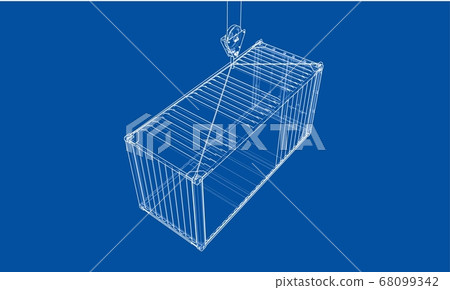 Cargo container. Wire-frame style 68099342