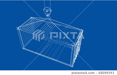 Cargo container. Wire-frame style 68099343