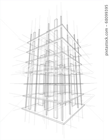 Drawing of a house under construction 68099395