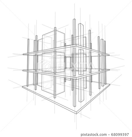 Drawing of a house under construction Drawing of a house under construction 68099397