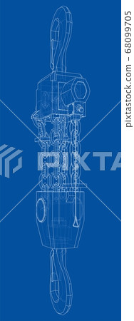 Pneumatic Wire Rope Winch concept outline. Vector Pneumatic Wire Rope Winch concept outline. Vector 68099705