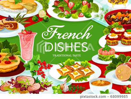 France cuisine vector French food, dishes poster France cuisine vector French food, dishes poster 68099985