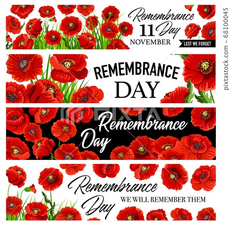 11 November Remembrance Day banners with poppies 68100045