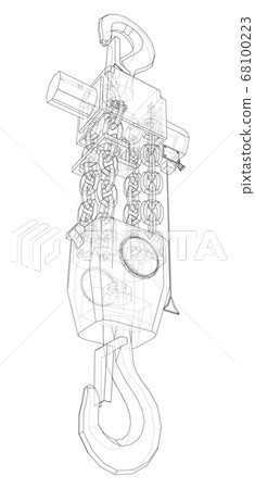 Pneumatic Wire Rope Winch concept outline. Vector Pneumatic Wire Rope Winch concept outline. Vector 68100223