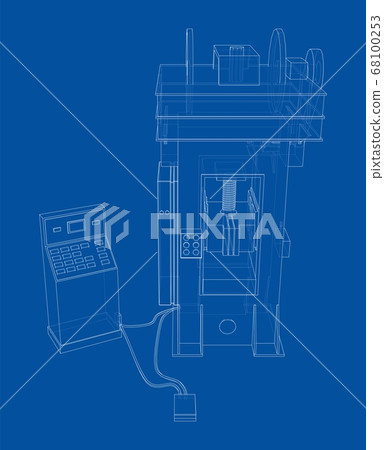 Friction screw press concept outline. Vector 68100253