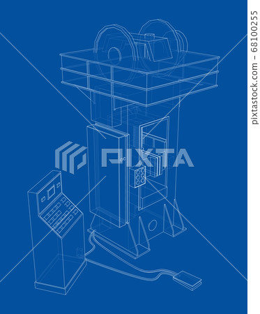 Friction screw press concept outline. Vector 68100255
