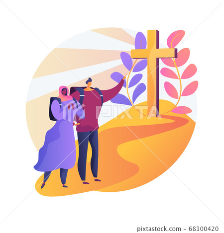 Christian pilgrimages abstract concept vector illustration. Christian pilgrimages abstract concept vector illustration. 68100420