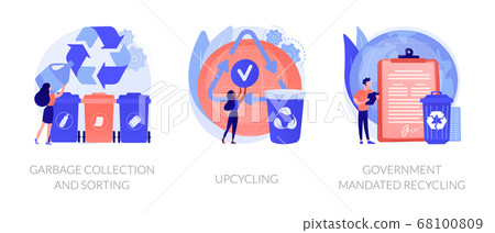 Waste collection and recycling problems abstract concept vector illustrations. Waste collection and recycling problems abstract concept vector illustrations. 68100809