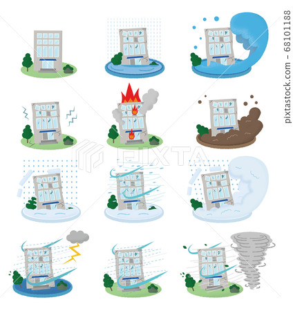 Vector illustration set of buildings that collapse due to disaster 68101188