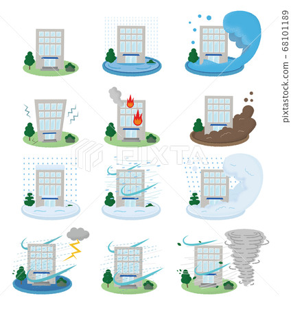 災害中的建築物矢量插圖集 68101189