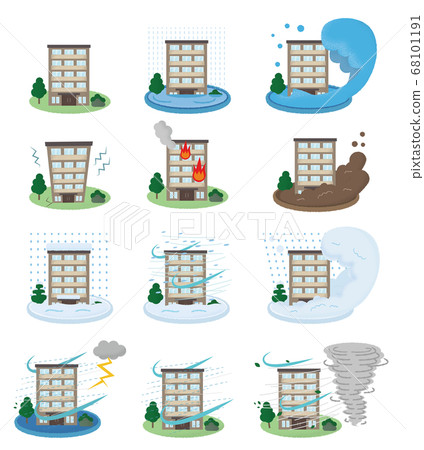 Vector illustration set of apartments in disaster 68101191