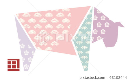 Origami year of the dog symbol New Year's card material Origami year of the dog symbol New Year's card material 68102444