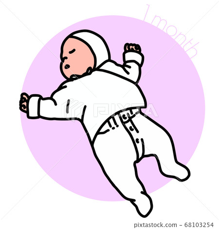 1month-Illustration of a baby lying on his back 68103254