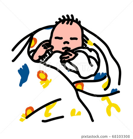 嬰兒睡著圖案的sw和a的插圖 68103308