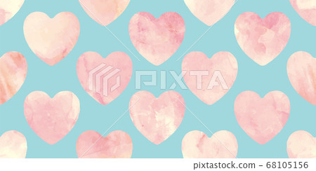 Watercolor heart pattern seamless - Stock Illustration [68105156] - PIXTA