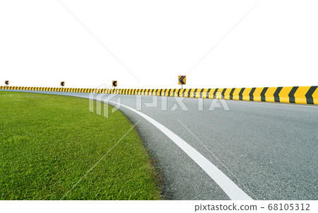 Curving asphalt racing track 68105312