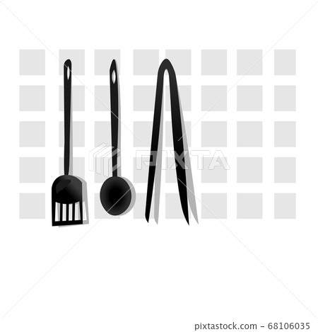 Ladle, fly-back and tongs (kitchen landscape illustration) Ladle, fly-back and tongs (kitchen landscape illustration) 68106035