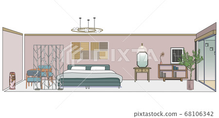 Bedroom with balcony-Interior - Stock Illustration [68106342] - PIXTA