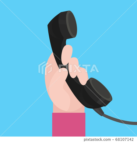 Vector flat illustration of human hands hold - Stock Illustration ...