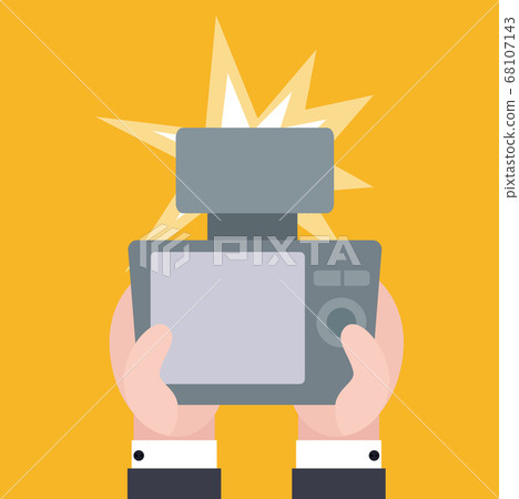 Vector flat illustration of human hands hold - Stock Illustration ...