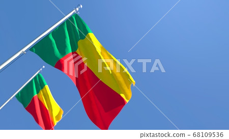 3D rendering of the national flag of Benin waving in the wind 68109536
