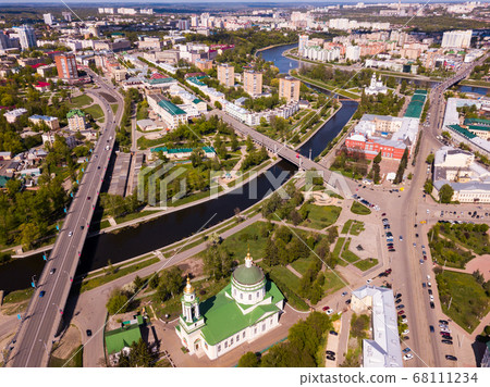 Aerial view of city of Oryol with bulidings and river, Russia Aerial view of city of Oryol with bulidings and river, Russia 68111234