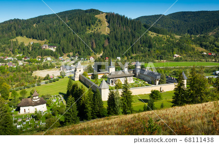 Aerial view of Sucevita monastery, Romania Aerial view of Sucevita monastery, Romania 68111438